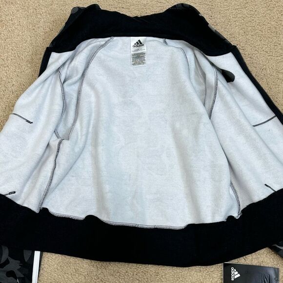 NWT Adidas Girls' Zip-Front Essential 3-Stripe Hooded Fleece Jacket Sz M 10/12 - Picture 5 of 10